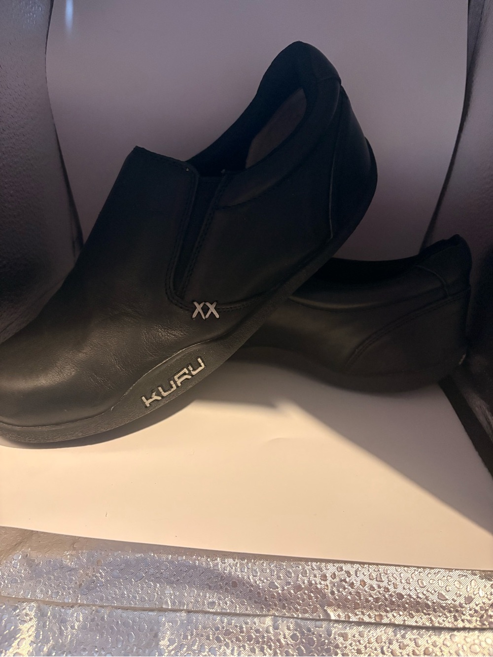 KURU Black Slip-On Comfort Loafers with XX Accent